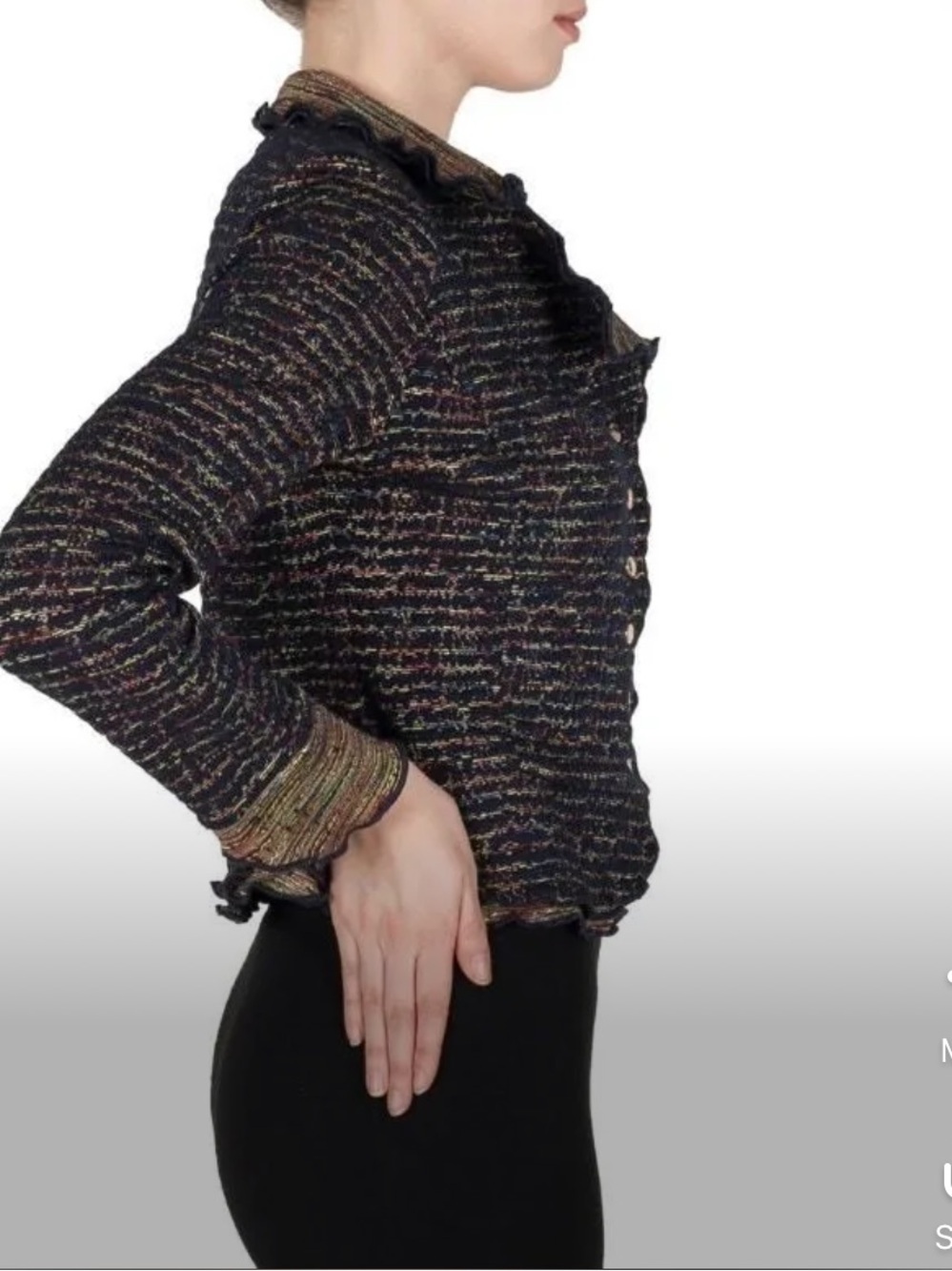 Vintage Joseph Ribkoff Textured Knit Ruffle Jacket – Size 6. - Picture 5 of 16